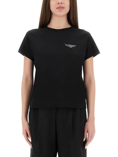 Givenchy Cotton Logo Print Regular Fit T-shirt In Black