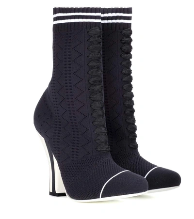 Shop Fendi Stretch-knit Ankle Boots In Eero