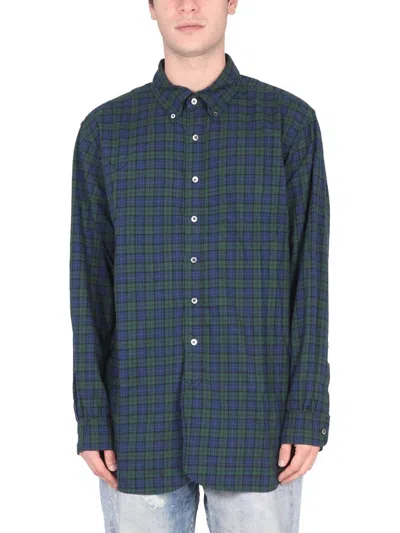 Engineered Garments Relaxed Fit Shirt Button Collar Plaid In Blue