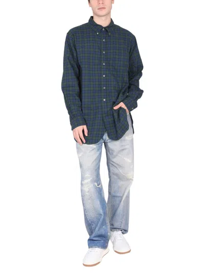 Engineered Garments Relaxed Fit Shirt Button Collar Plaid In Blue