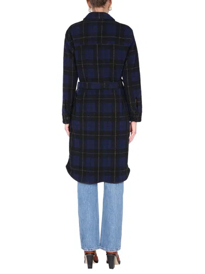 Woolrich Wool Blend Trench Coat In Blue