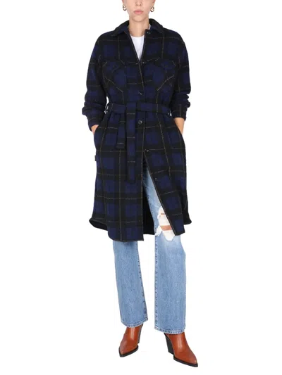 Woolrich Wool Blend Trench Coat In Blue