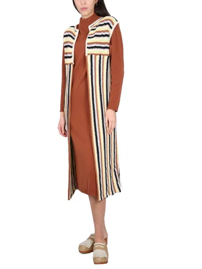 Alysi Striped Cotton Blend Vest In Multi