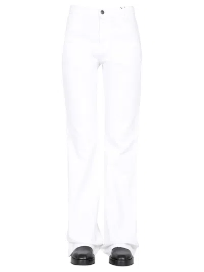 Raf Simons Flared Cotton Jeans In White