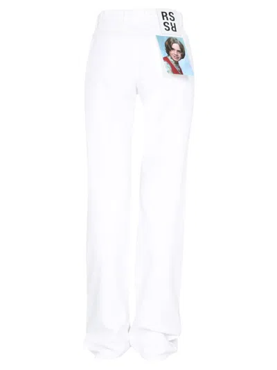 Raf Simons Flared Cotton Jeans In White