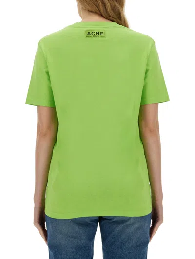 Acne Studios Printed Cotton-lyocell T-shirt In Green