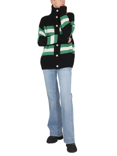 Right For Turtleneck Button-closure Cardigan In Multicolor