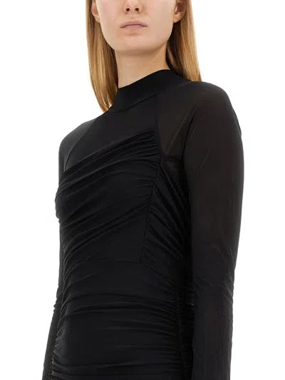 Helmut Lang Polyester Mini Dress In Black