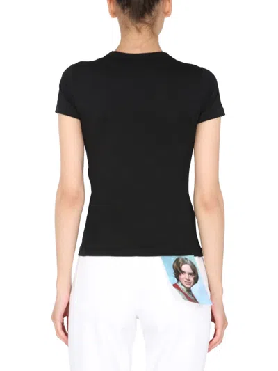 Raf Simons Crew Neck Front Print T-shirt In Black