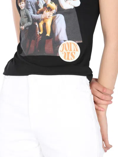 Raf Simons Crew Neck Front Print T-shirt In Black