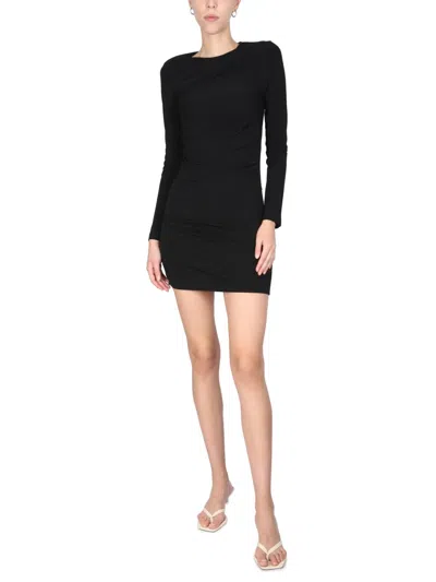 Dsquared2 Ruched Long Sleeve Mini Dress In Black