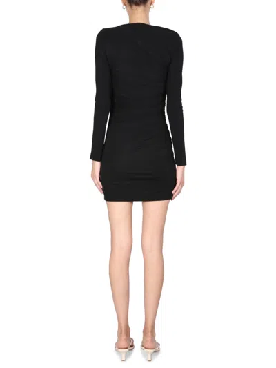 Dsquared2 Ruched Long Sleeve Mini Dress In Black