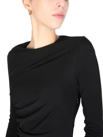 Dsquared2 Ruched Long Sleeve Mini Dress In Black