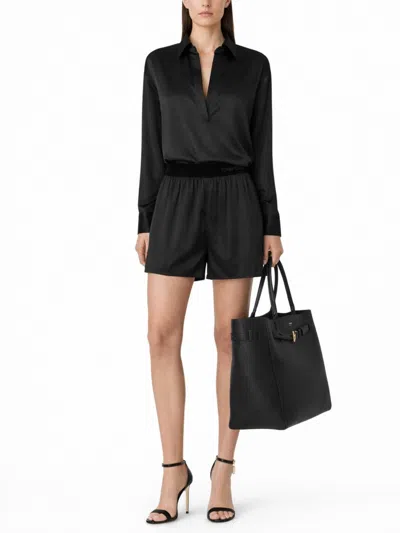 Tom Ford Peach-feel Silk Satin Pj Shorts In Black