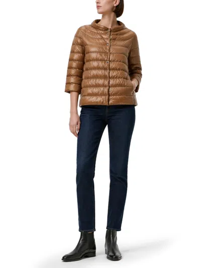 Herno Cropped Padded Down Down Jacket In Brown