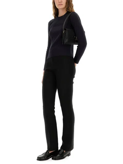 Max Mara Logo-knit Viscose Sweater In Blue