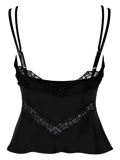 Msgm Lace-trim Acetate Blouse In Black