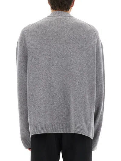 Acne Studios Relaxed-fit V-neck Cardigan With Button-down Front And Embroidered Detailing In Gray