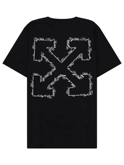 Off-white Script Arrow Embroidered T-shirt In Black