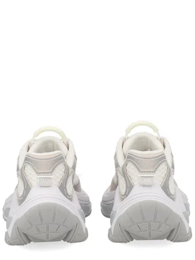 Ash Mesh Panel Sneakers Rubber Sole Pull Tab In White