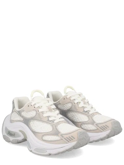 Ash Mesh Panel Sneakers Rubber Sole Pull Tab In White
