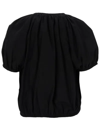 Pt Torino Black Solid V Neck Top In Black