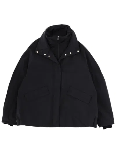 Laminar Oversized Polyester Raincoat In Black