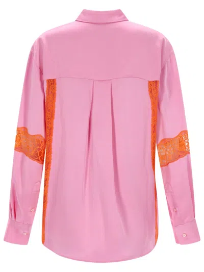 Msgm Lace Insert Shirt In Pink