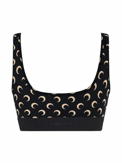 Marine Serre Stretch Polyamide Bodysuit In Black