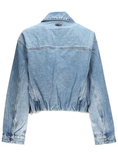 Michael Michael Kors Denim Bomber Jacket In Blue
