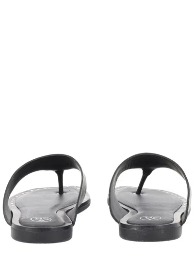 Ash Genius Leather Studded Thong Sandals In Black