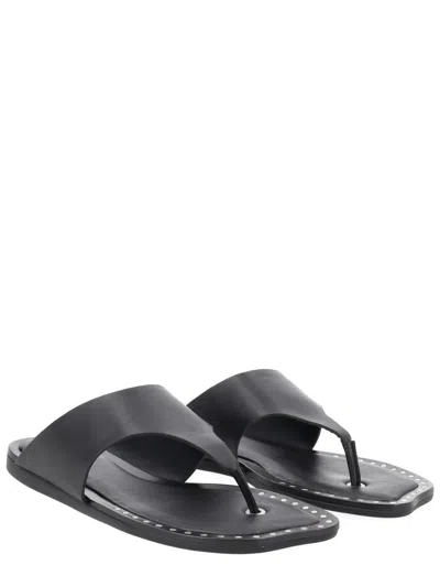 Ash Genius Leather Studded Thong Sandals In Black