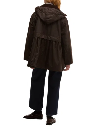 Barbour Peplum Waxed Cotton Jacket In Brown