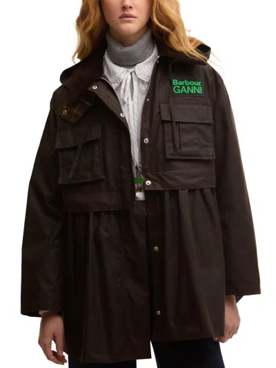 Barbour Peplum Waxed Cotton Jacket In Brown