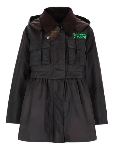 Barbour Peplum Waxed Cotton Jacket In Brown