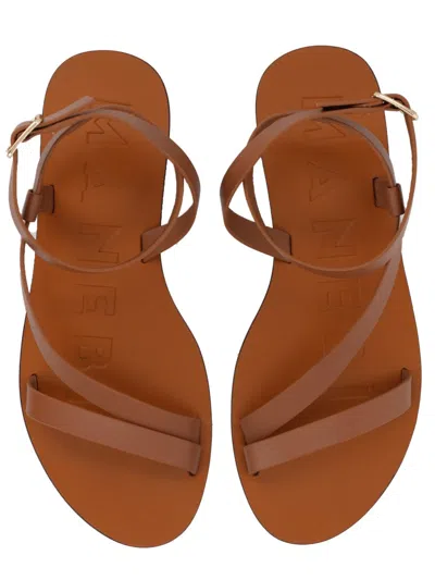 Manebi Leather Gladiator Sandals In Blue