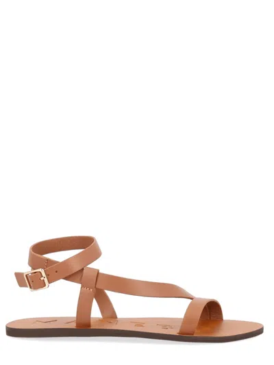 Manebi Leather Gladiator Sandals In Blue