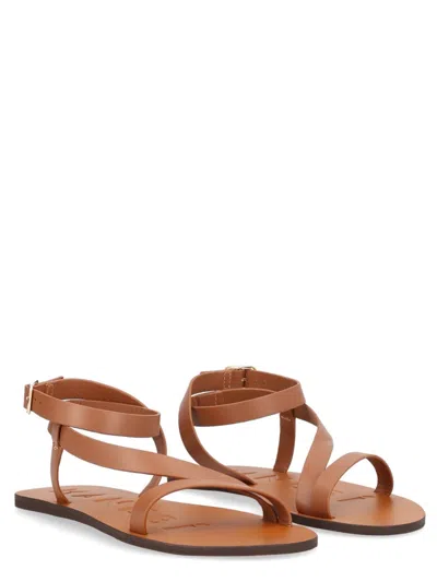 Manebi Leather Gladiator Sandals In Blue