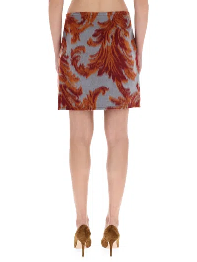 Etro Floral Wrap Mini Skirt Decorative Button In Multi