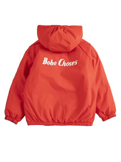 Bobo Choses Reversible Mini Anorak Jacket With Hood In Blue
