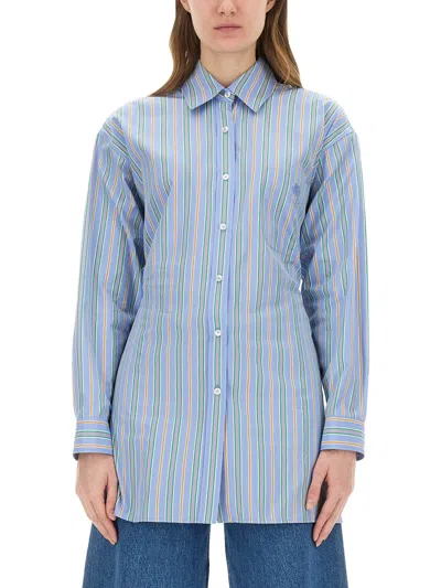 Etro Jacquard Back Knot Shirt In Blue