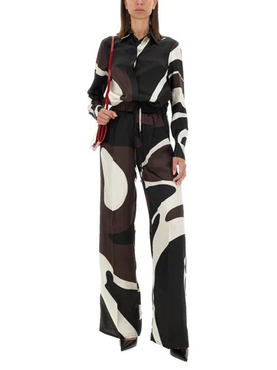 Kiton Abstract Pattern Silk Shirt In Brown