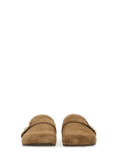 Tory Burch Suede Buckle-strap Mule In Brown