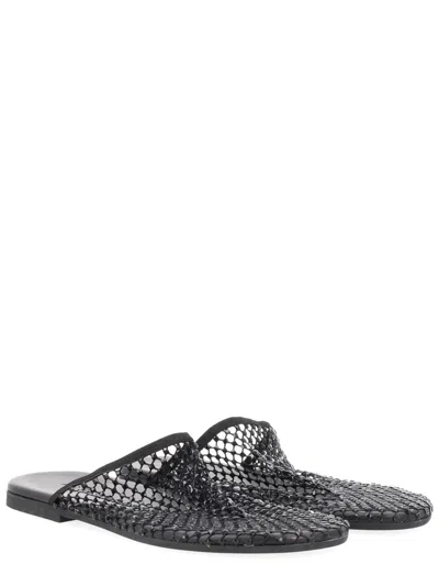 Alysi Slide Mule Sandal Rhinestone Mesh Flat Sole In Black