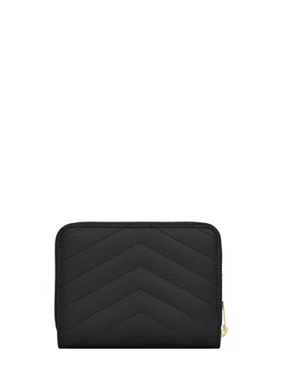 Saint Laurent Cassandre Wallet In Black