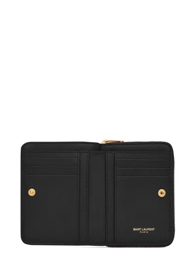 Saint Laurent Cassandre Wallet In Black