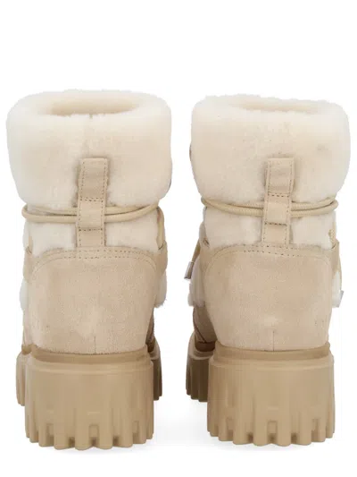Hogan H700 Shearling-trimmed Suede Ankle Boots In Multi