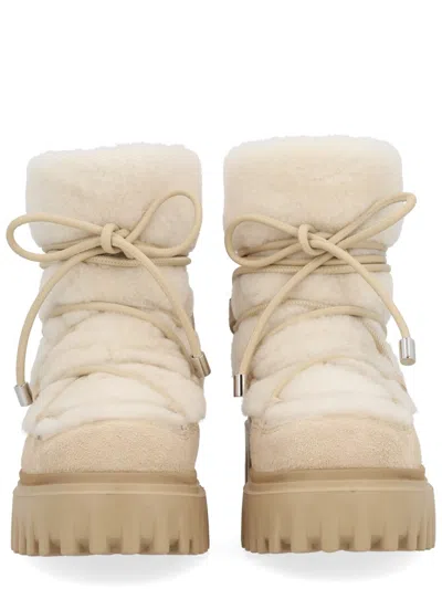 Hogan H700 Shearling-trimmed Suede Ankle Boots In Multi