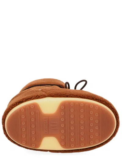 Moon Boot Faux Fur Flat Sole High Ankle Boots In Brown