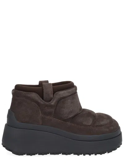Ash Onyx Ankle Platform Slippers Pull Tab In Brown